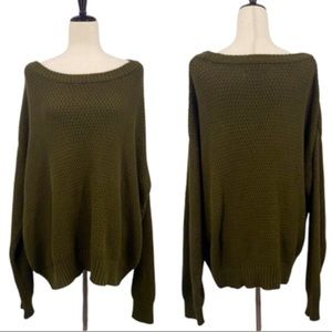 Pact Organic cotton women’s Medium Olive Green Crewneck Waffle Knit Sweater